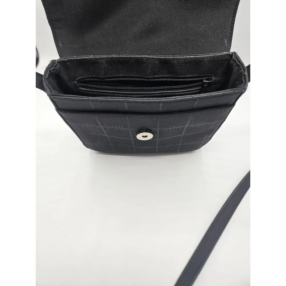 Nine West Women's Black Crossbody Bag Square‎ Pockets Magnet Snap Close